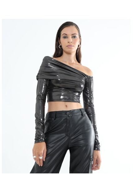 Camiseta Para Mujer Manga Larga Color Gris Oscuro Marca Seven Seven #28096033