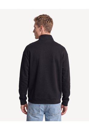 Buzo Relaxed Halfzipper Texturizado  Para Hombre Negro Seven Seven
