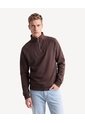 Buzo Boxy Cuello Alto Halfzipper  Para Hombre Café Seven Seven de Seven Seven