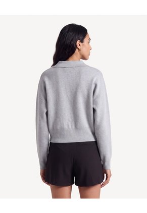 Saco Polo Jaspeado A La Cintura Para Mujer Gris Seven Seven