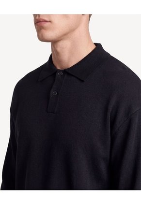 Saco Polo Tricot Con Botones Para Hombre Negro Seven Seven