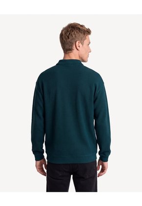 Buzo Polo Halfzipper Textura Galleta  Para Hombre Verde Seven Seven