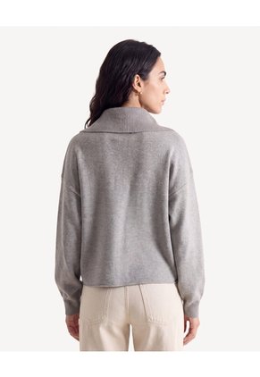 Saco Cuello Alto Con Cremallera Para Mujer Gris Seven Seven