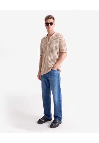 Camisa Crochet Calado  Para Hombre Arena Seven Seven Seven Seven