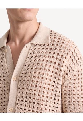 Camisa Crochet Calado  Para Hombre Arena Seven Seven