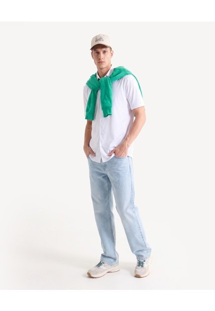 Camisa Comfort Sin Planchado  Para Hombre Blanco Seven Seven