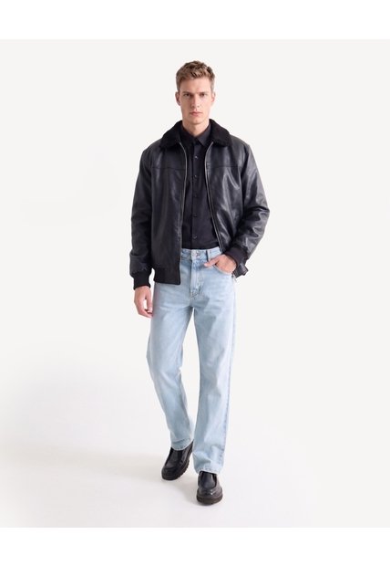 Camisa Formal Cuello Gales  Para Hombre Negro Seven Seven