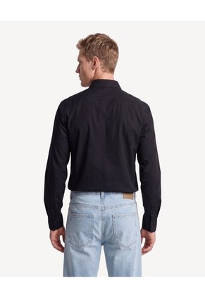 Camisa Formal Cuello Gales  Para Hombre Negro Seven Seven