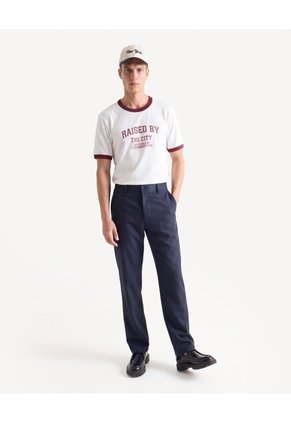 Pantalón Sastrero Straight Resortado  Para Hombre Azul Seven Seven