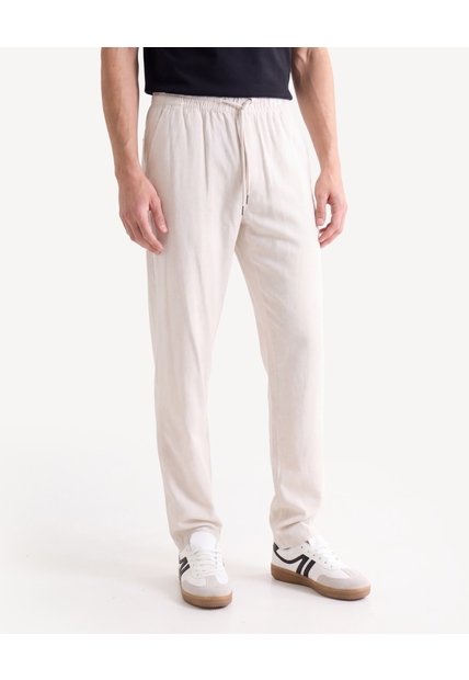 Pantalón Carrot Textura Rústica  Para Hombre Beige Seven Seven