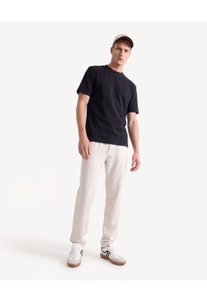 Pantalón Carrot Textura Rústica  Para Hombre Beige Seven Seven