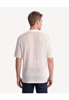Camisa Tricot Calada Para Hombre Marfil Seven Seven