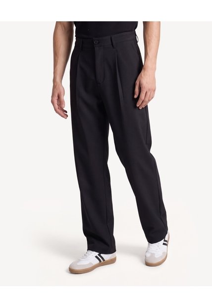 Pantalón Straight Bolsillos De Ribete  Para Hombre Negro Seven Seven