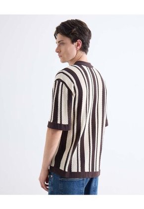 Camisa  Para Hombre Manga Corta Sin Bolsillo Cuello Casual M Color Café Marca Seven Seven #45012164