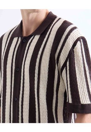 Camisa  Para Hombre Manga Corta Sin Bolsillo Cuello Casual M Color Café Marca Seven Seven #45012164