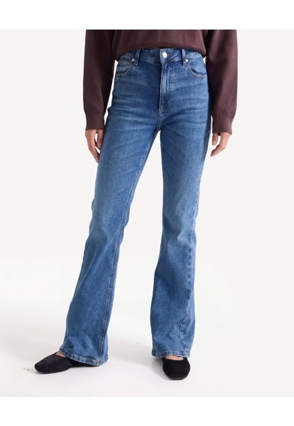 Jean Flare Tiro Medio  Para Mujer Azul Seven Seven