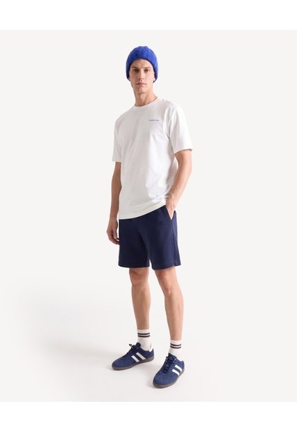 Camiseta Texturizada Con Doble Estampado  Para Hombre Crema Seven Seven