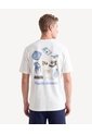 Camiseta Texturizada Con Doble Estampado  Para Hombre Crema Seven Seven de Seven Seven
