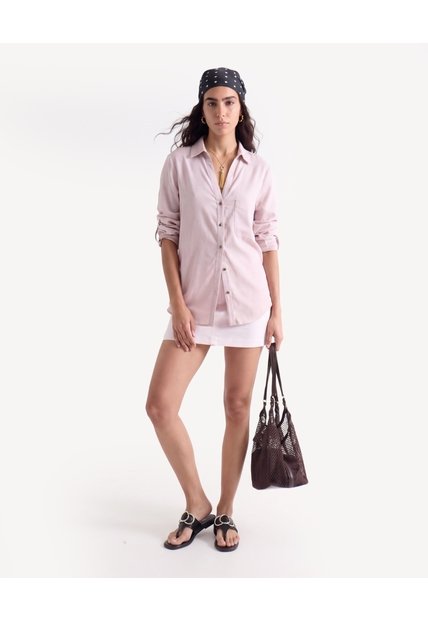 Blusa Rústica Mangas Ajustables  Para Mujer Rosado Seven Seven