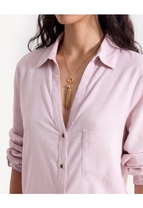 Blusa Rústica Mangas Ajustables  Para Mujer Rosado Seven Seven