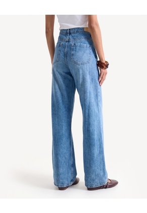 Jean Wide Leg Ruedo Desgastado  Para Mujer Azul Seven Seven