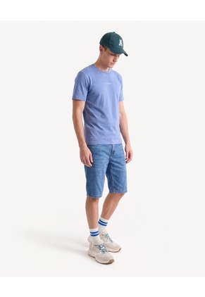 Camiseta Con Estampado Frontal Corte Regular Para Hombre Azul Seven Seven