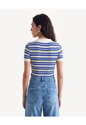 Camiseta Polo Ajustada Con Pechera  Para Mujer Crudo Seven Seven