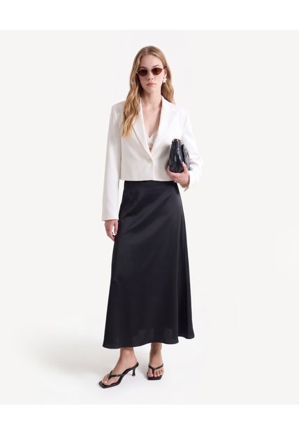 Blazer Corto Solapa Y Botones  Para Mujer Crudo Seven Seven