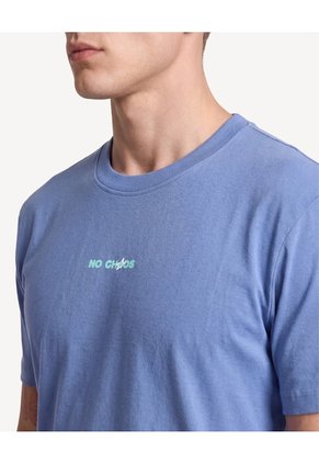 Camiseta Con Estampado Frontal Corte Regular Para Hombre Azul Seven Seven