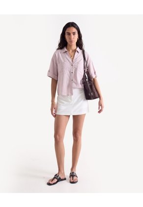 Blusa Camisera Textura Rústica Para Mujer Rosado Seven Seven