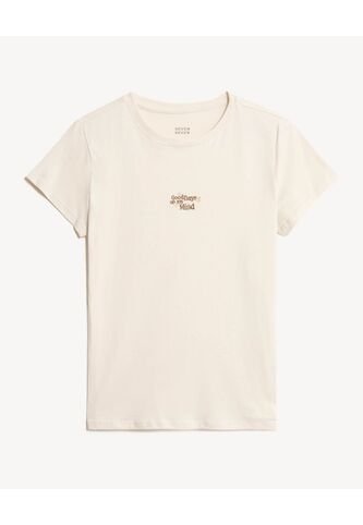 Camiseta Para Mujer Manga Corta Cuello Redondo Color Crudo Marca Seven Seven #28096374 Seven Seven