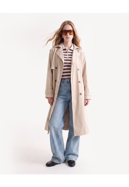 Chaqueta Trench Solapas Amplias  Para Mujer Beige Seven Seven