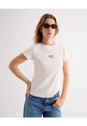 Camiseta Para Mujer Manga Corta Cuello Redondo Color Crudo Marca Seven Seven #28096374