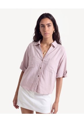 Blusa Camisera Textura Rústica Para Mujer Rosado Seven Seven