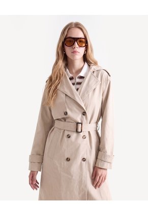 Chaqueta Trench Solapas Amplias  Para Mujer Beige Seven Seven