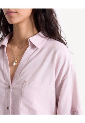 Blusa Camisera Textura Rústica Para Mujer Rosado Seven Seven