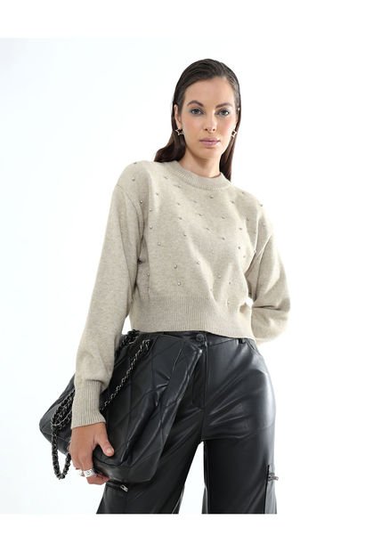 Saco Para Mujer Cuello Redondo Color Arena Marca Seven Seven #28330655