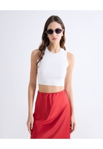 Crop Top Con Cuello Redondo  Para Mujer Hueso Seven Seven Seven Seven