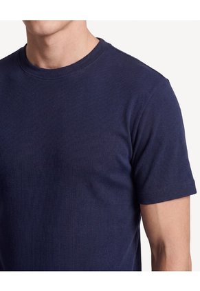 Camiseta Rib Cuello Redondo  Para Hombre Azul Seven Seven