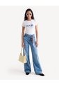 Camiseta Ajustada Rib Con Estampado  Para Mujer Crudo Seven Seven de Seven Seven
