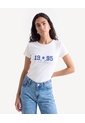 Camiseta Ajustada Rib Con Estampado  Para Mujer Crudo Seven Seven de Seven Seven