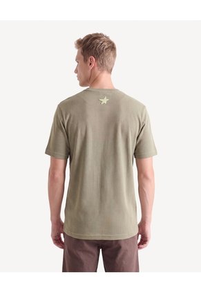 Camiseta Textura Suave Estampada Para Hombre Verde Seven Seven