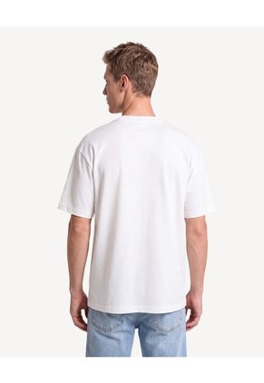 Camiseta Relaxed Textura Pesada  Para Hombre Crema Seven Seven