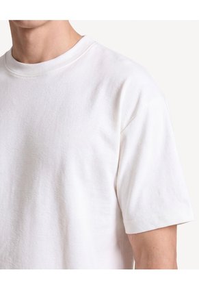 Camiseta Relaxed Textura Pesada  Para Hombre Crema Seven Seven