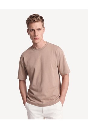 Camiseta Relaxed Tejido Pesado  Para Hombre Café Seven Seven