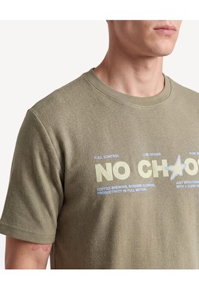 Camiseta Textura Suave Estampada Para Hombre Verde Seven Seven