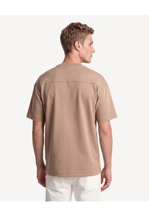 Camiseta Relaxed Tejido Pesado  Para Hombre Café Seven Seven