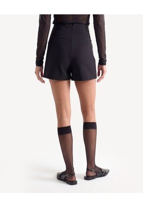 Falda Corta Tapa Cruzada Con Broches  Para Mujer Negro Seven Seven