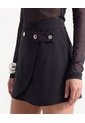 Falda Corta Tapa Cruzada Con Broches  Para Mujer Negro Seven Seven de Seven Seven