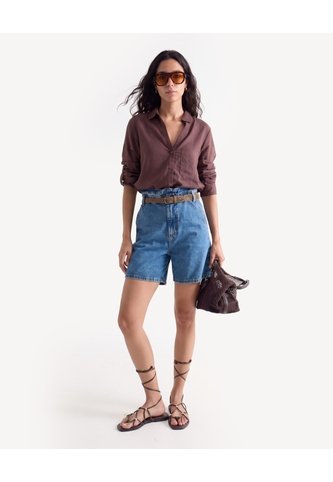 Blusa Rústica Manga Ajustable  Para Mujer Café Seven Seven Seven Seven